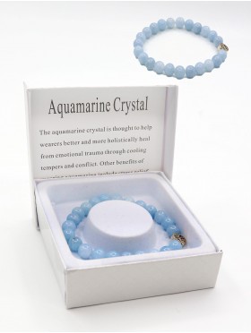 Aquamarine Crystal Blessing Bead Bracelets with Gift Box. 